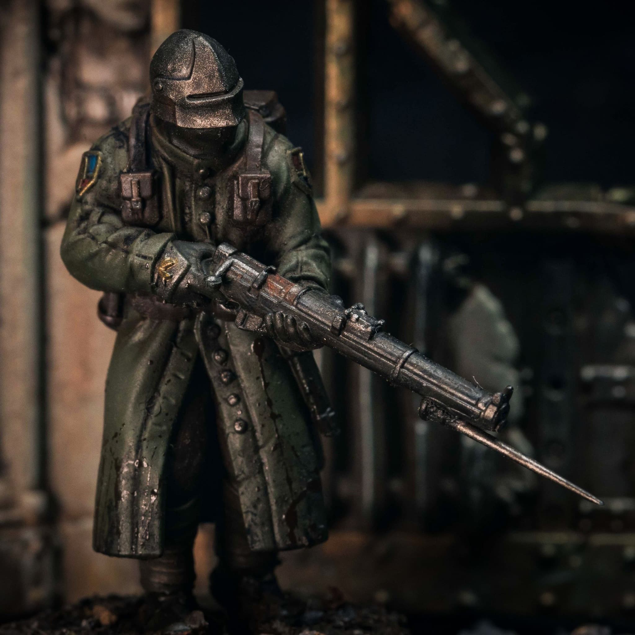 Trench Infantryman - Grimdark weathering, chipping, rust effects